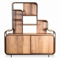 现代 houten TV-meubel met open planken en gescheiden kastdeuren