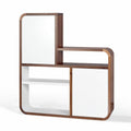 **Moderne Wandkast van Hout en Wit Glas - Minimalistisch Ontwerp**